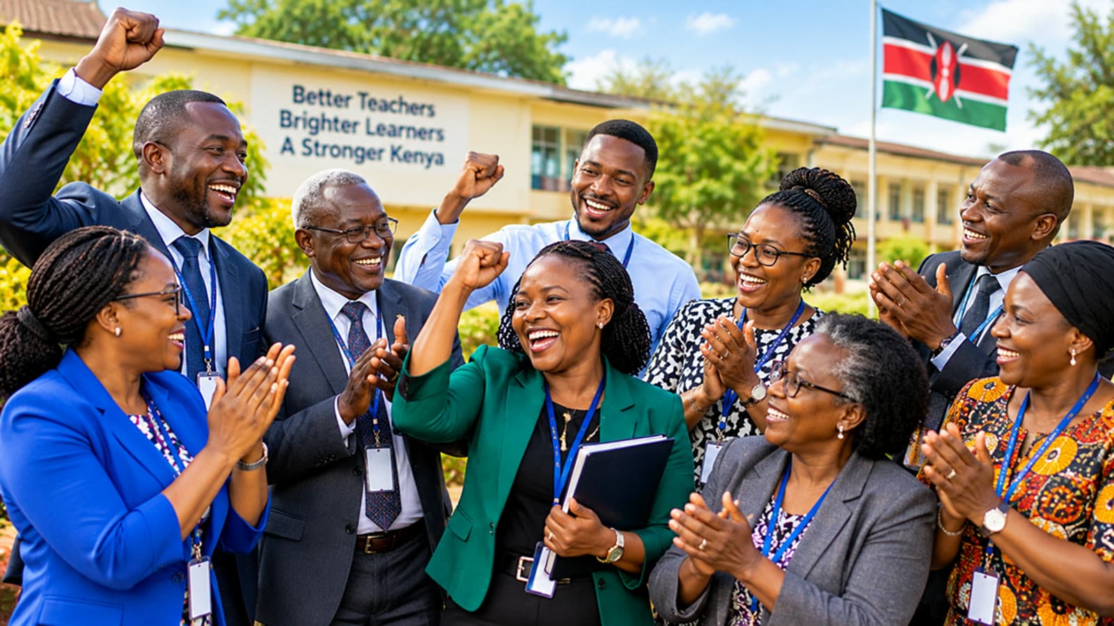 Teachers of Suna East together outdoors